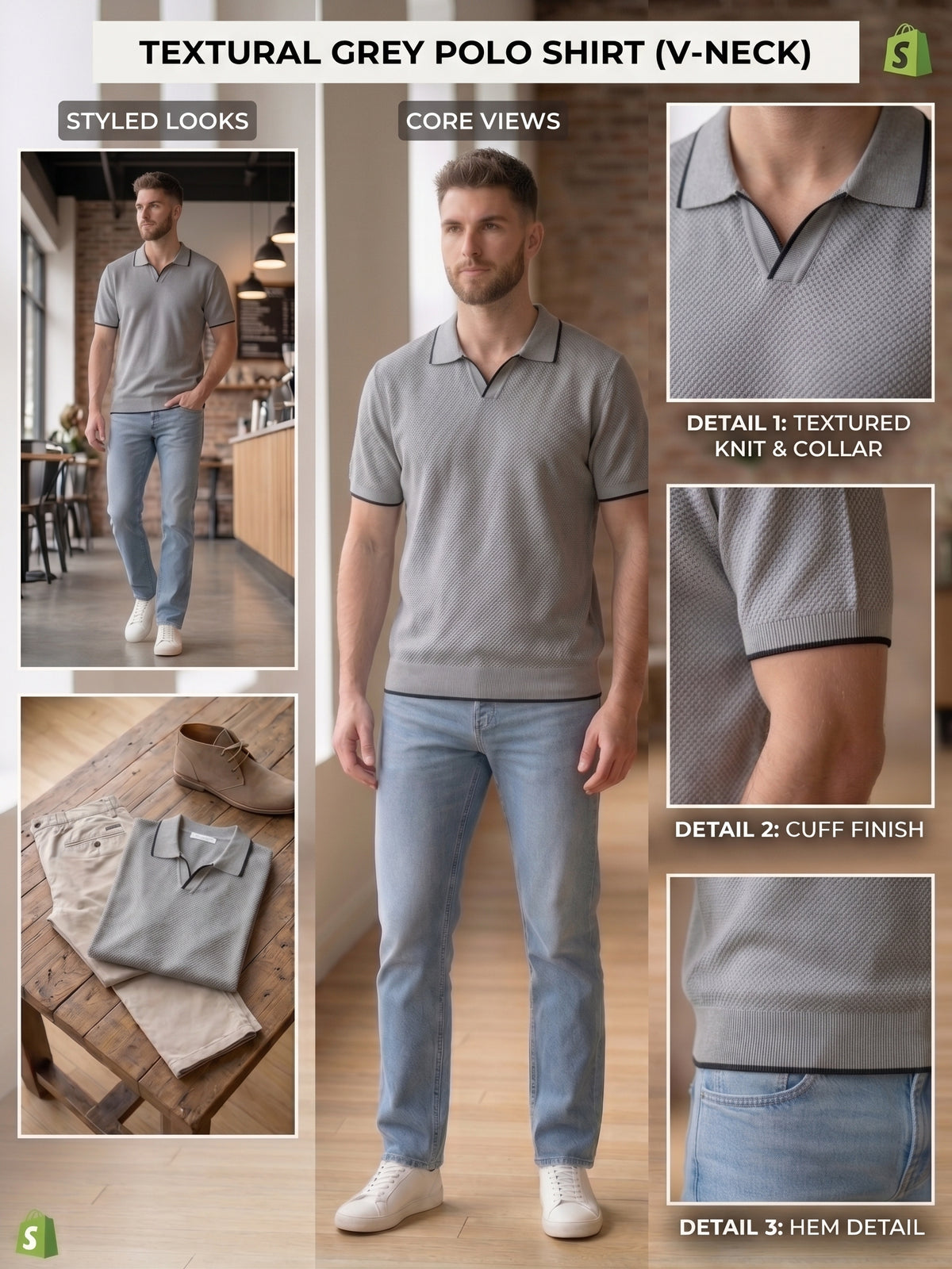Tricou Polo Premium Tricotat — Stil Modern cu Accente Contrastante